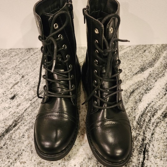 nwot FREE REIGN Black Vegan COMBAT BOOTS SIZE 7M - Picture 3 of 13